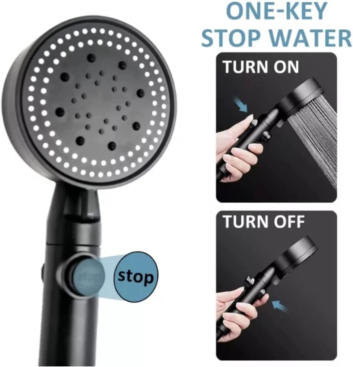 5 Modes Adjustable Shower Head High Pressure Water Saving Shower One-Key Stop Water Massage Shower Head For Bathroom Accessories