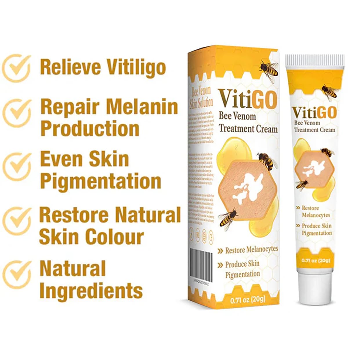 VitiGO Bee Venom Correcting Cream – Vitiligo & Skin Pigmentation Treatment (20g)