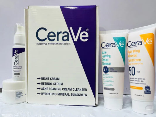 CeraVe 4‑in‑1 Skincare Kit | Cleanser, Night Cream, Serum & SPF