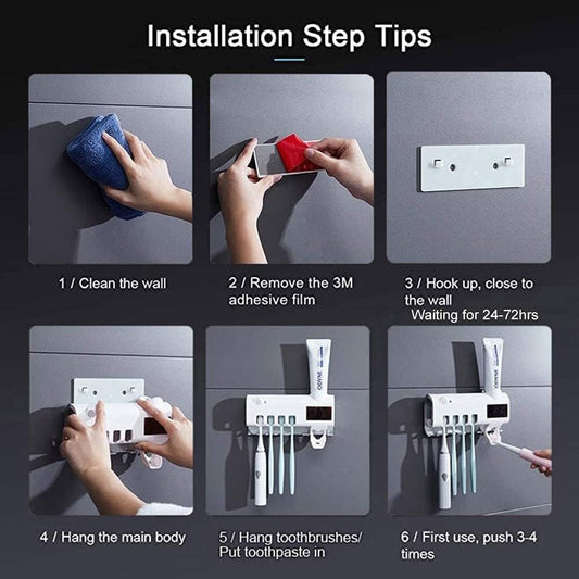 Smart UV Toothbrush Holder – Automatic Sterilizer & Toothpaste Dispenser | Bathroom Organizer