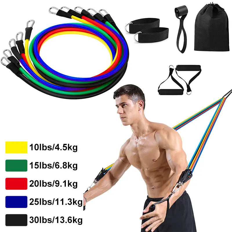 11PCS Power Resistance Band (Home Gym - Anywhere, Anytime)