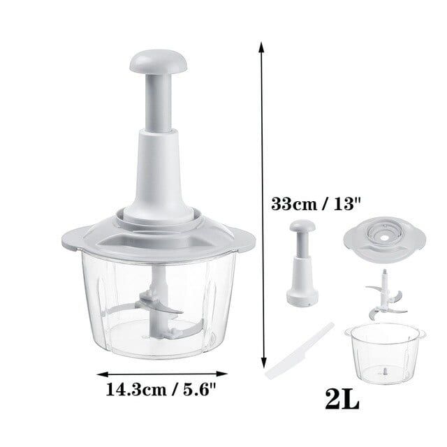 Manual Food Push Chopper  For Vegetables & Meat 1.5L/2L