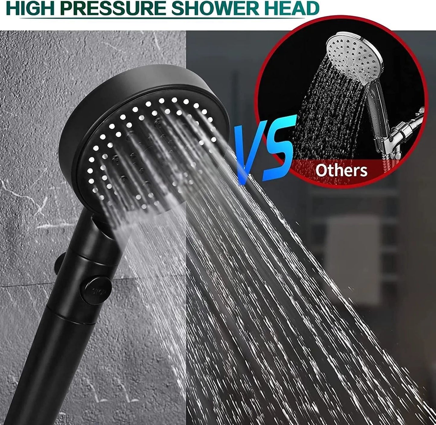 5 Modes Adjustable Shower Head High Pressure Water Saving Shower One-Key Stop Water Massage Shower Head For Bathroom Accessories