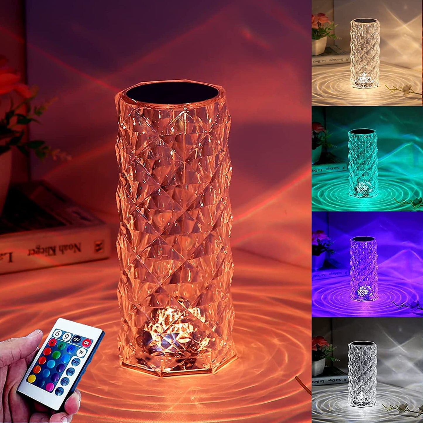 Rose Rays™ Crystal Diamond Table Lamp