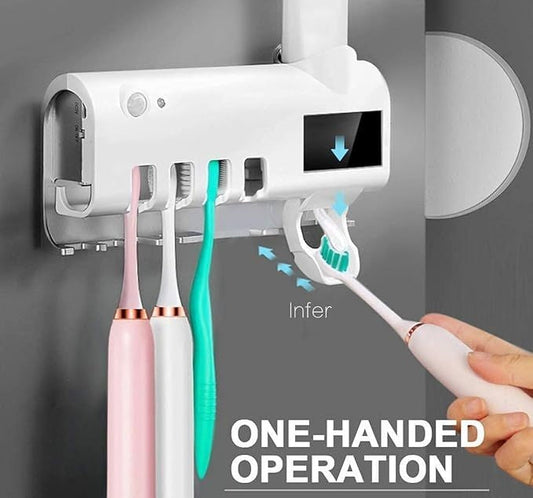 Smart UV Toothbrush Holder – Automatic Sterilizer & Toothpaste Dispenser | Bathroom Organizer